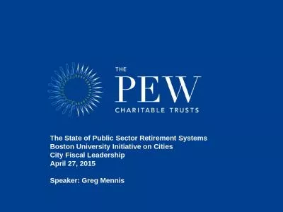 The State of Public Sector Retirement Systems