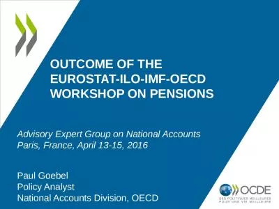 Outcome of the  Eurostat-ILO-IMF-OECD Workshop on Pensions