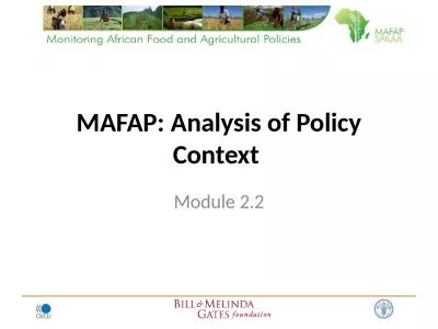 MAFAP:  Analysis of Policy Context