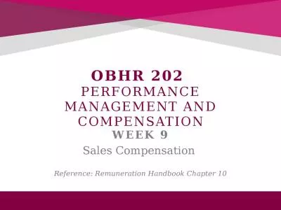 OBHR 202  PERFORMANCE MANAGEMENT AND COMPENSATION