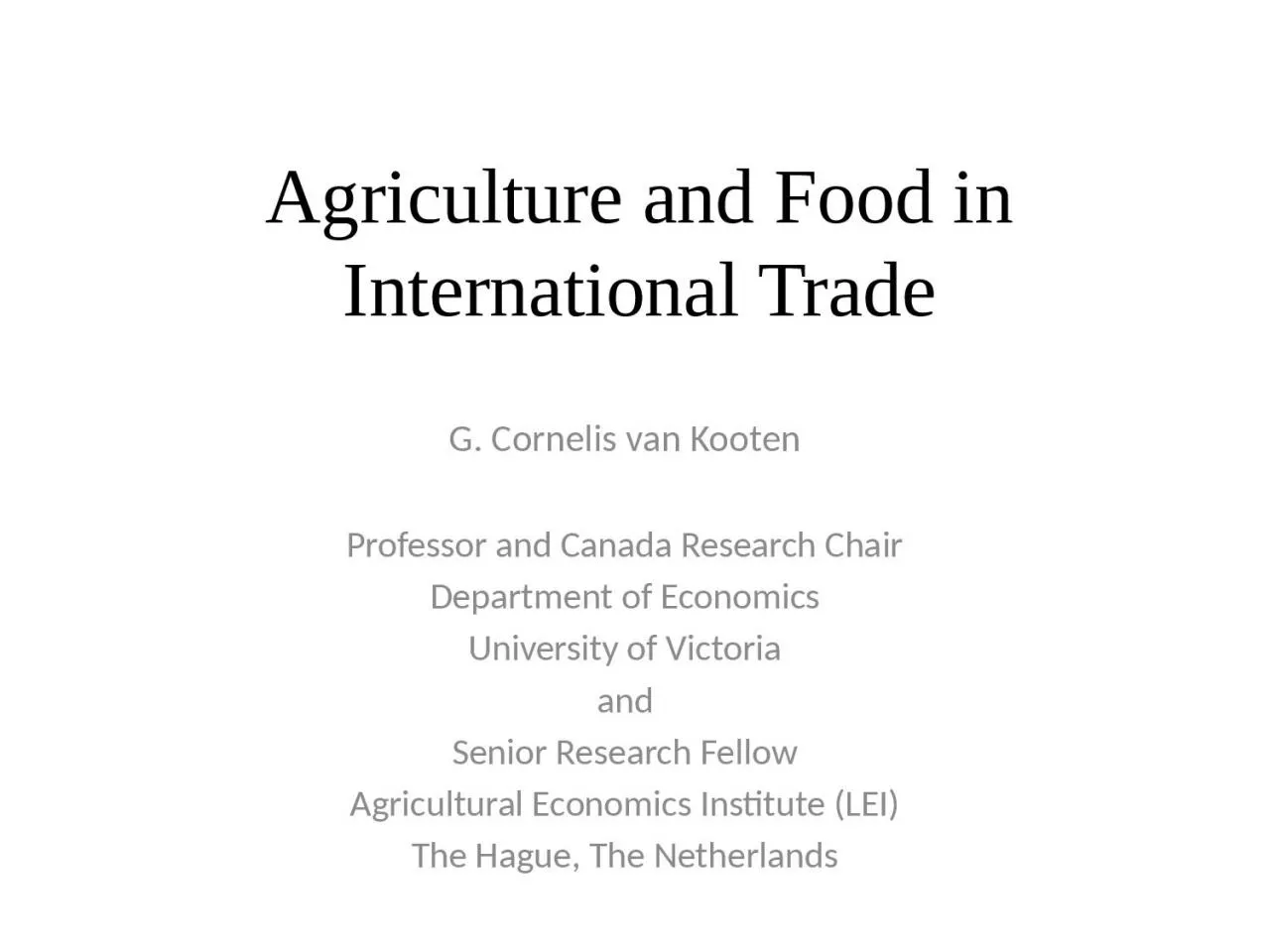 PPT-Agriculture and Food in International Trade