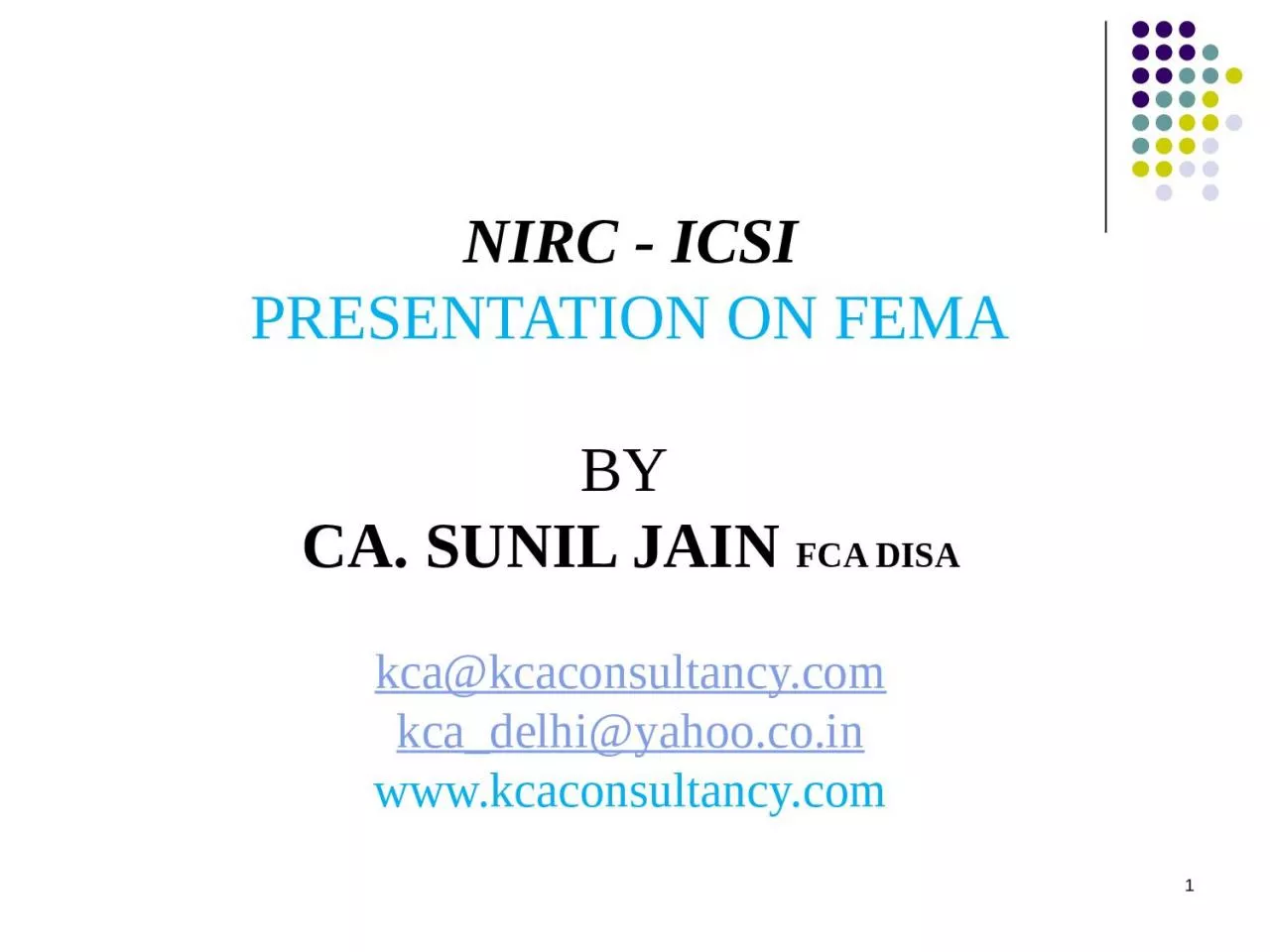1 NIRC  -  ICSI PRESENTATION ON FEMA