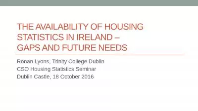 The Availability of Housing Statistics in Ireland –