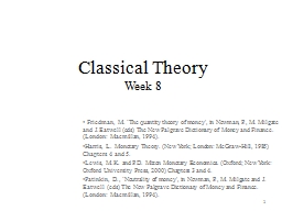 Classical Theory Week 8  Friedman