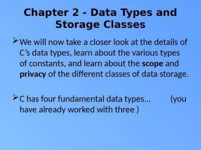 Chapter 2 - Data Types and Storage Classes