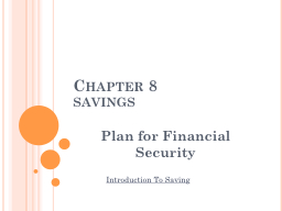 Chapter 8 savings Plan for Financial Security