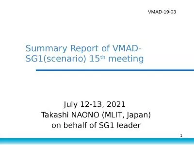 Summary Report of VMAD-SG1(scenario) 15