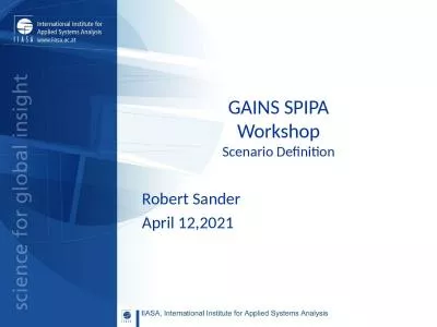 GAINS SPIPA  Workshop  Scenario Definition