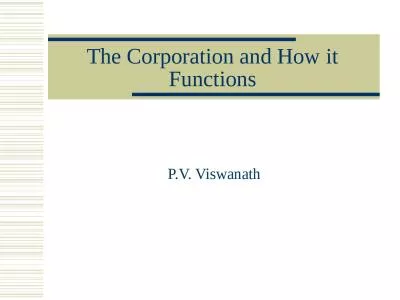 The Corporation and How it Functions