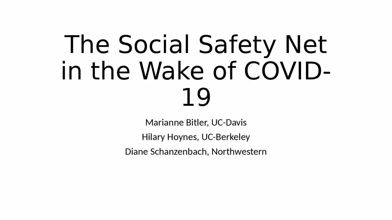 PPT-The Social Safety Net in the Wake of COVID-19