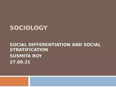 SOCIOLOGY SOCIAL DIFFERENTIATION AND SOCIAL STRATIFICATION