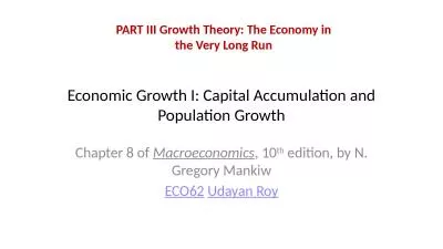 Economic Growth I: Capital Accumulation and Population Growth