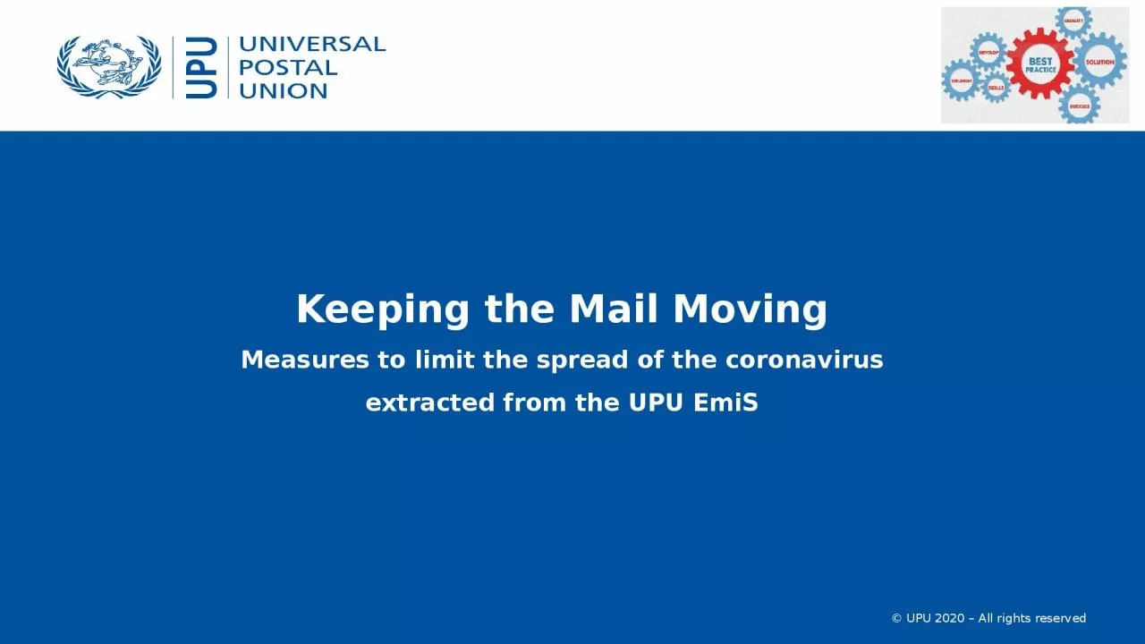 Keeping the Mail Moving Measures to limit the spread of the coronavirus