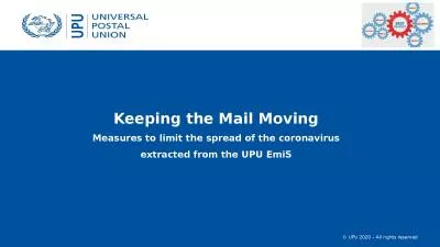 Keeping the Mail Moving Measures to limit the spread of the coronavirus