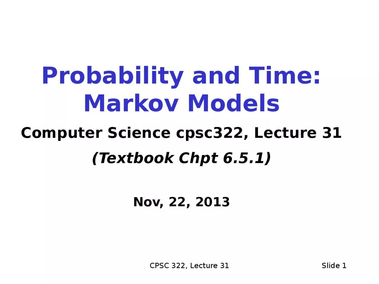 PPT-CPSC 322, Lecture 31 Slide