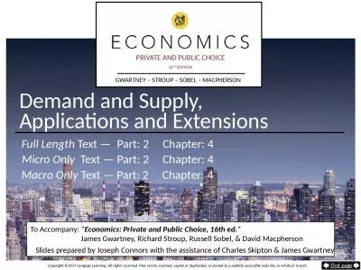 Demand  and Supply ,  Applications and Extensions