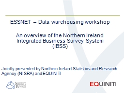 ESSNET – Data warehousing workshop