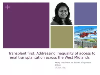 Transplant first: Addressing inequality of access to renal transplantation across the