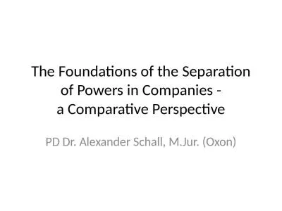The Foundations of the Separation of Powers in Companies -