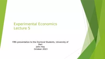 Experimental Economics  Lecture 5