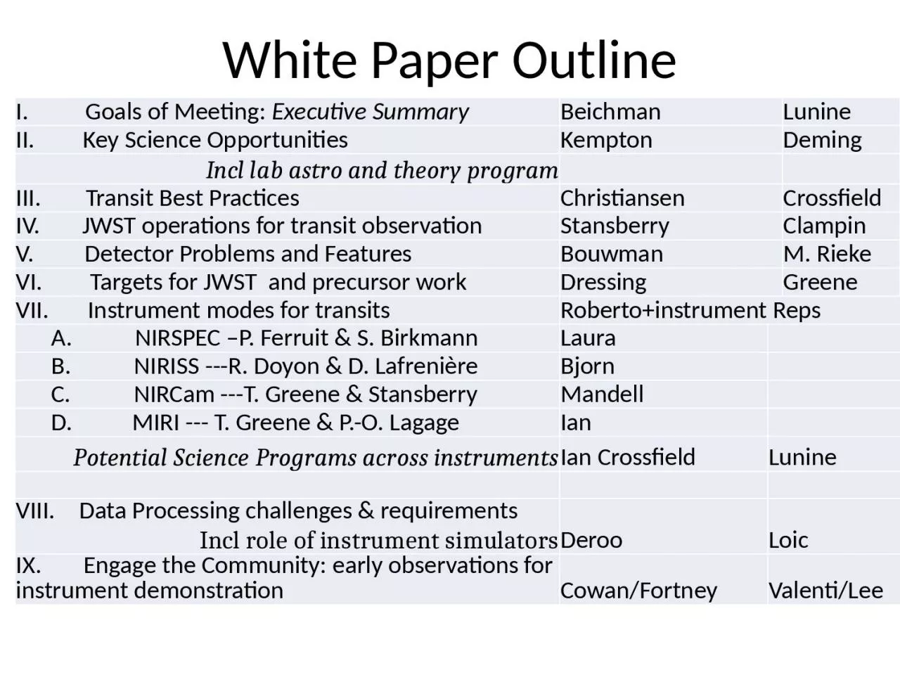 PPT-White Paper Outline I.                   