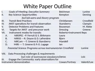 White Paper Outline I.                   