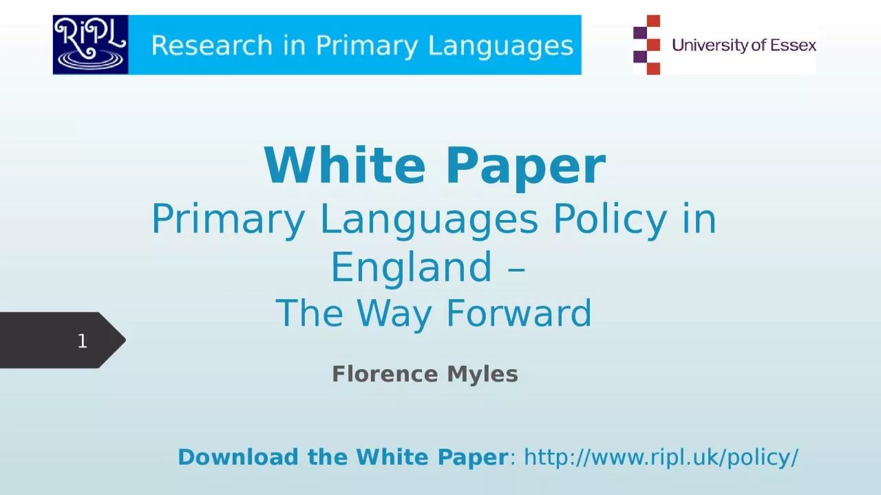 PPT-White Paper Primary Languages Policy in England –