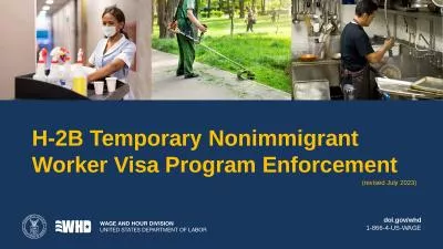 H-2B Temporary Nonimmigrant Worker Visa Program Enforcement