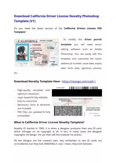 California Drivers License PSD Template (V1) – Download Photoshop File