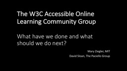 The W3C Accessible Online Learning