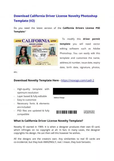 California Drivers License PSD Template (V2) – Download Photoshop File