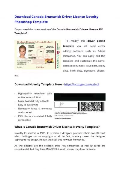 Canada Brunswick Drivers License PSD Template – Download Photoshop File