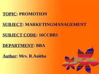 TOPIC : PROMOTION  SUBJECT