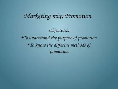 Marketing mix: Promotion