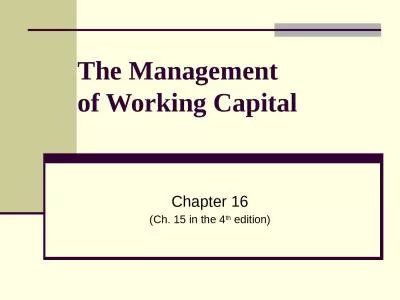 The Management  of Working Capital