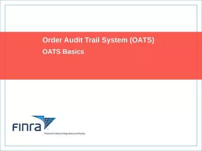 Order Audit Trail System (OATS)