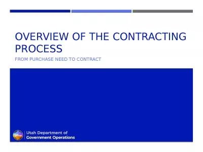 OVERVIEW of the CONTRACTING PROCESS