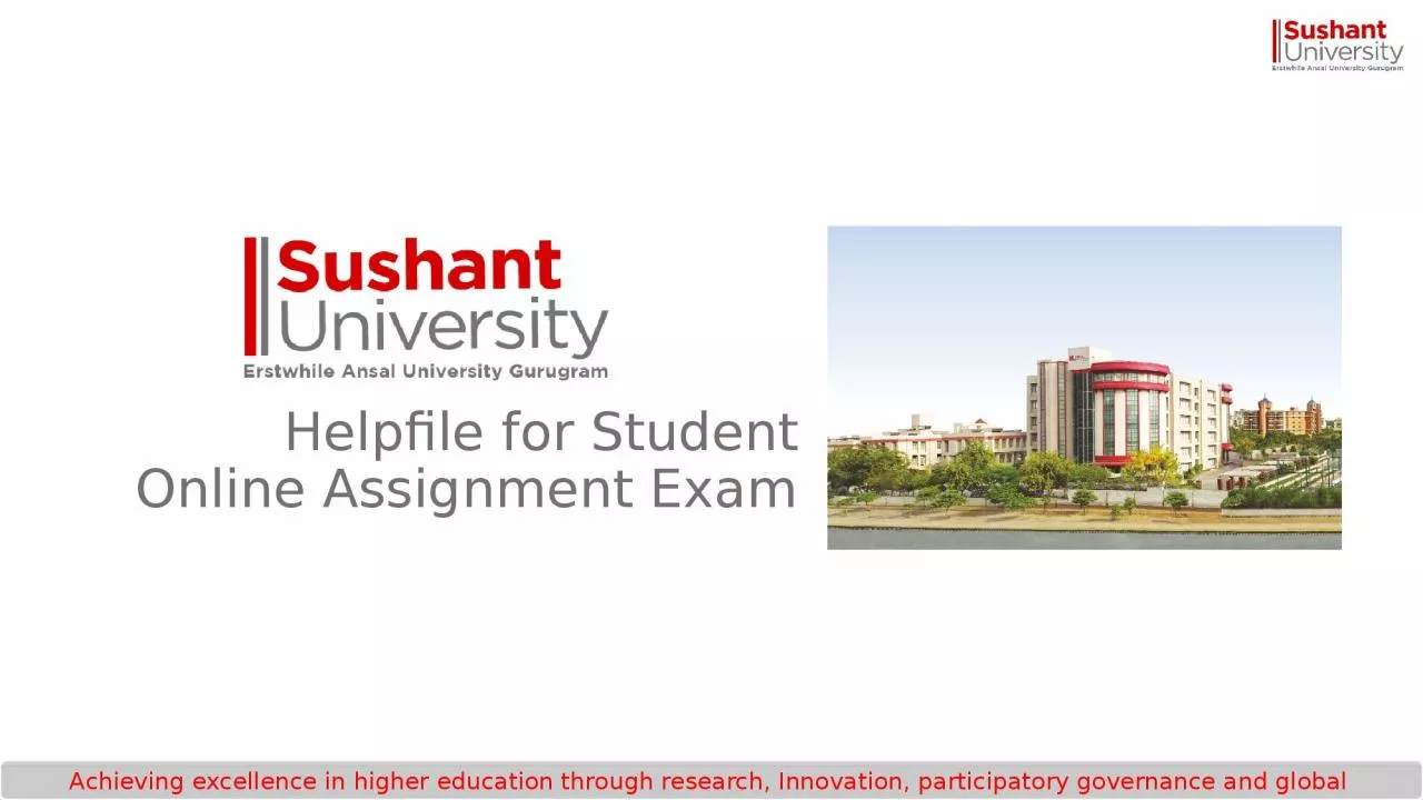 PPT-Helpfile for Student Online Assignment Exam