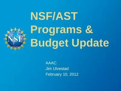 NSF/AST  Programs & Budget Update
