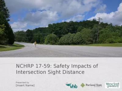 NCHRP 17-59: Safety Impacts of Intersection Sight