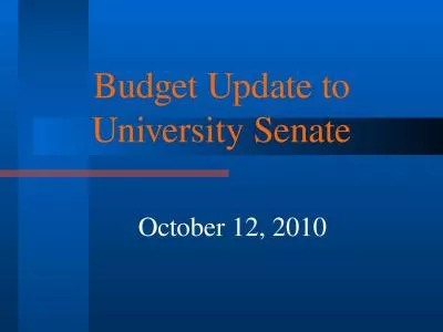 Budget Update to University Senate