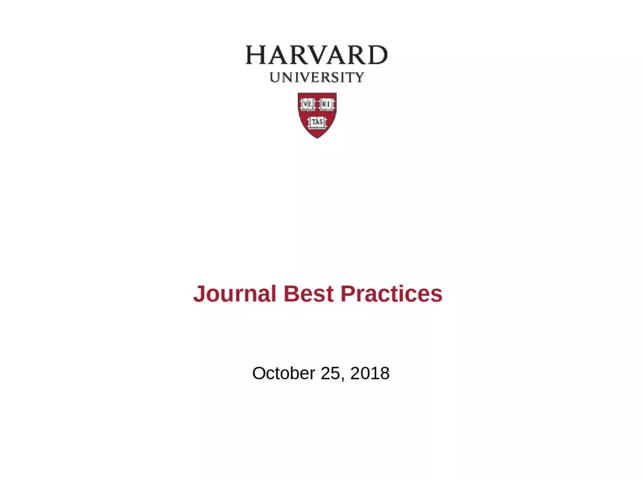 Journal Best Practices October 25, 2018