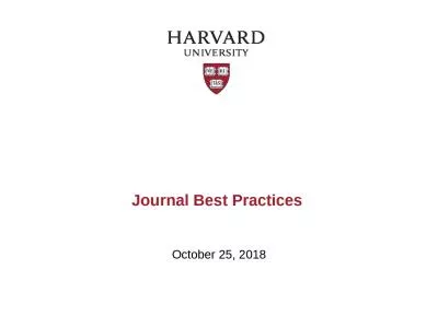 Journal Best Practices October 25, 2018