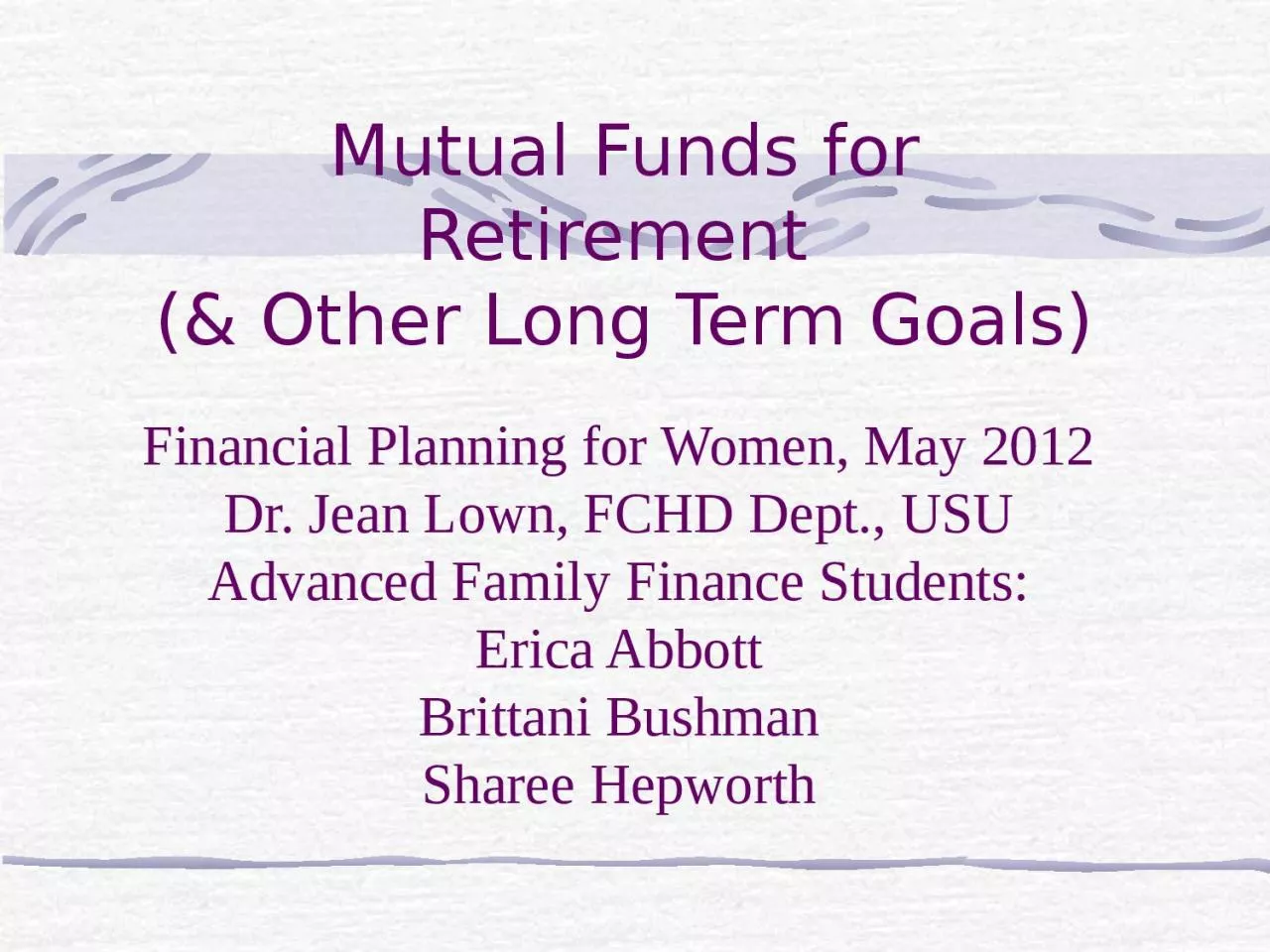 Mutual  Funds for Retirement