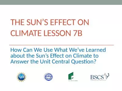The Sun’s effect on climate Lesson 7b