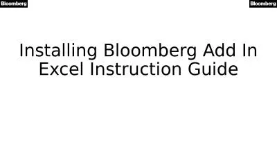 Installing Bloomberg Add In Excel Instruction Guide