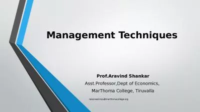 Management Techniques Prof.Aravind