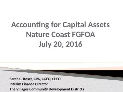 Accounting for Capital Assets