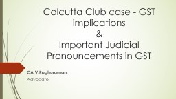 Calcutta Club case - GST implications