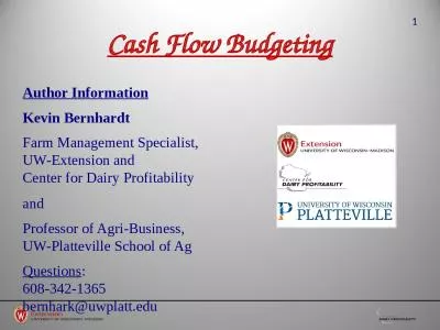 Cash Flow Budgeting 1 Author Information